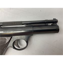 Webley Premier .22 air pistol with over lever action No.902 L24cm; and quantity of .22 pellets in two tins