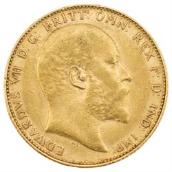 King Edward VII 1908 gold full sovereign coin