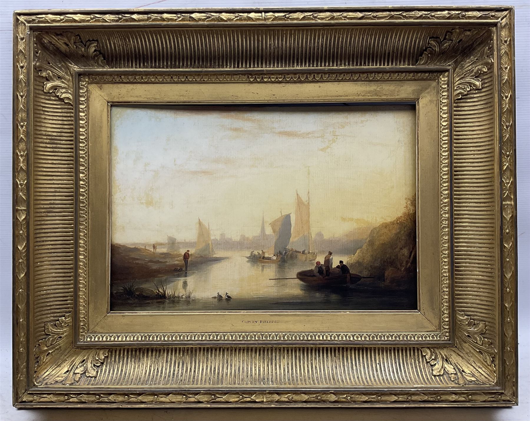 Anthony Vandyke Copley Fielding (British 1787-1855): Sailboats Heading Towards the Shore, oil on board unsigned, attributed on the mount, 27cm x 39.5cm 