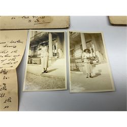 Montague Dawson interest - a correspondence of forty manuscript letters and notes to the marine artist from the same lady who signs herself 'Browne' or 'Brownie', c1920-24. The letters are in two sections, firstly a series of twenty-three hand written notes, all in the original envelopes and privately delivered to Dawson at Percy Street in London c1920, one envelope featuring a small unsigned pencil sketch of a sailing vessel. The second section of seventeen letters all date between April and July 1924 whilst Dawson was serving as the official artist on the South Seas Expedition on the S.Y. St. George where he was providing illustrated reports to The Graphic magazine. These letters (all but one in their original stamped envelopes) are far more detailed, up to twelve pages in length, and include two original photographs of the lady sent to Dawson during this Expedition.