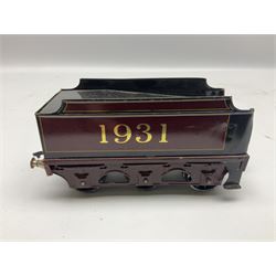 Bassett-Lowke '0' gauge - clockwork 4-4-0 locomotive 'Duke of York' No.1931 with tender, lithographed LMS crimson/black; original box with key