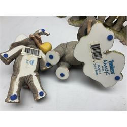 Seven Tuskers elephant figure groups, to include limited edition Stop! Mice Crossing 3479/4000 and Hide n' Squeak 77/4000, Love is... Sharing, Always a Safe Haven, Together Always etc, tallest H24cm