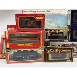 Hornby '00' gauge - RS.651 Freightmaster Set with Class 31 Diesel (Brush Type 2) A1A-A1A locomotive, seven wagons and track; boxed; together with fifteen various makers wagons and Busch Micro Electronic Roadworks Sign Set; predominantly boxed