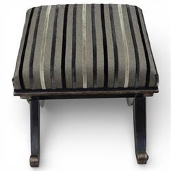 French design dressing table stool, striped upholstery over an X-frame base