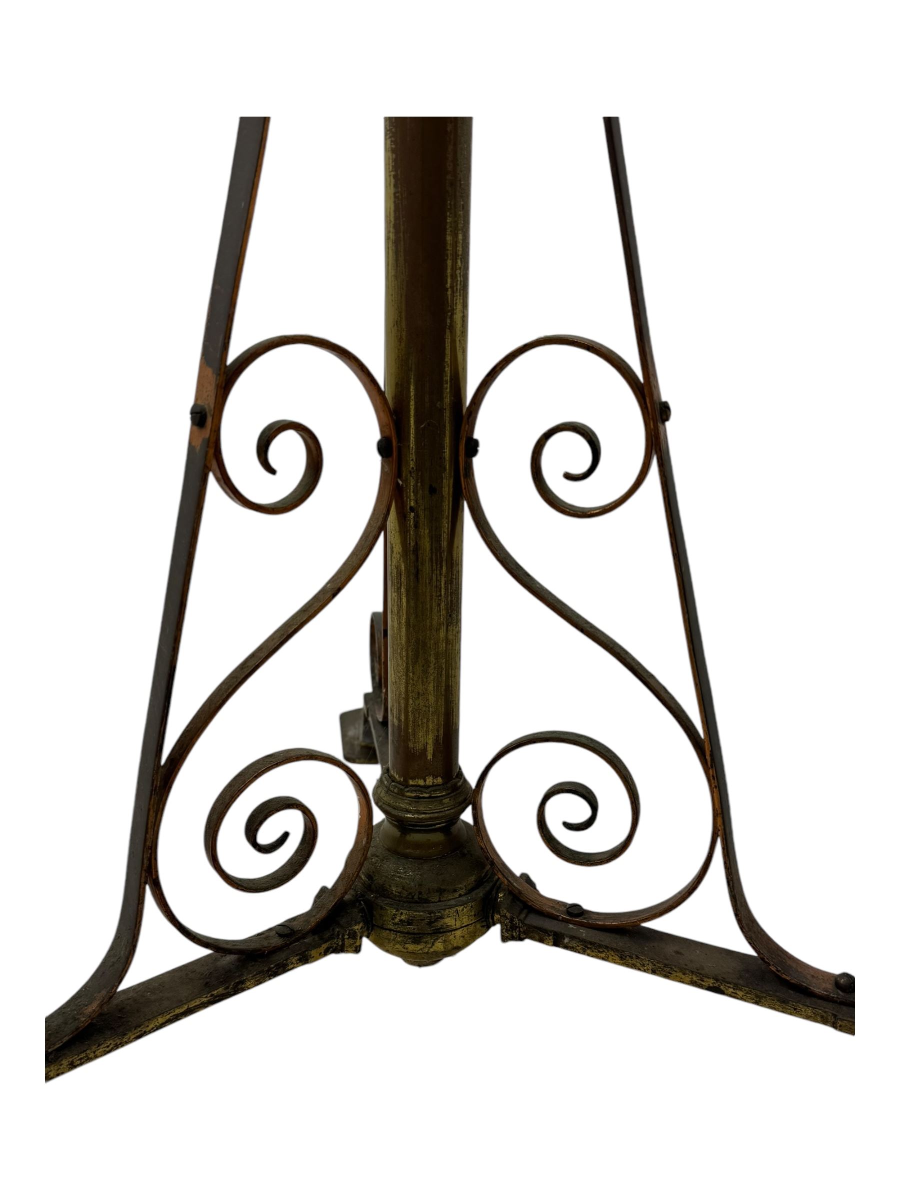 19th century brass floor standing oil lamp 