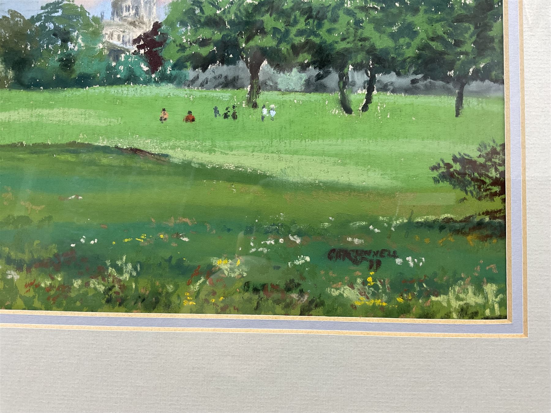 Mike Gunnell (British 20th Century): 'Hall Garth Park - Hornsea', pastel signed, titled verso 26cm x 37cm; English School (Contemporary): A Squirrel's Feast, pastel indistinctly signed 34cm x 25cm (2)