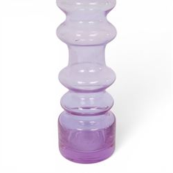 Mid-century Bo Bergstrom style bubble vase, in lilac tones, together with another similar in yellow tones, H24cm
