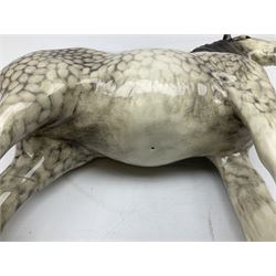 Beswick Shire horse in rocking horse grey no. 818, with printed mark beneath, H21cm