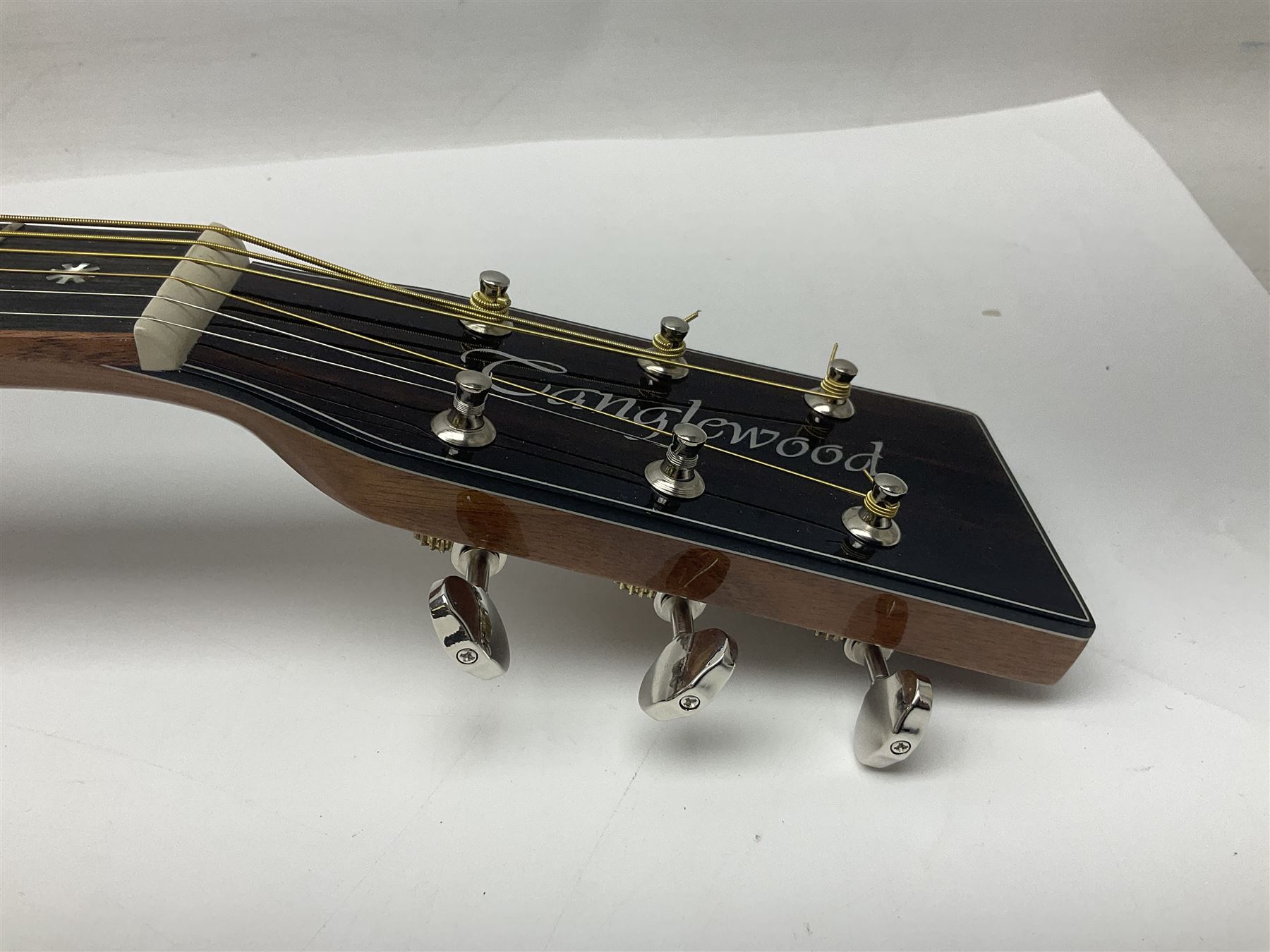 Tanglewood Dreadnought spruce and java wood acoustic guitar the three-piece back with mango spalted wood insert; in Faith hard carrying case; serial no.201147017 L103cm