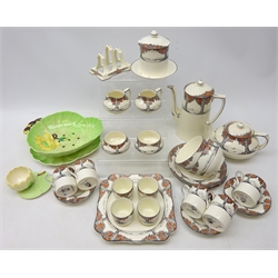  Crown Ducal 'Orange Tree' pattern part coffee set, part teaware and other breakfast ware, some unmarked, two pieces of Carlton Ware Australian design ceramics and another similar   