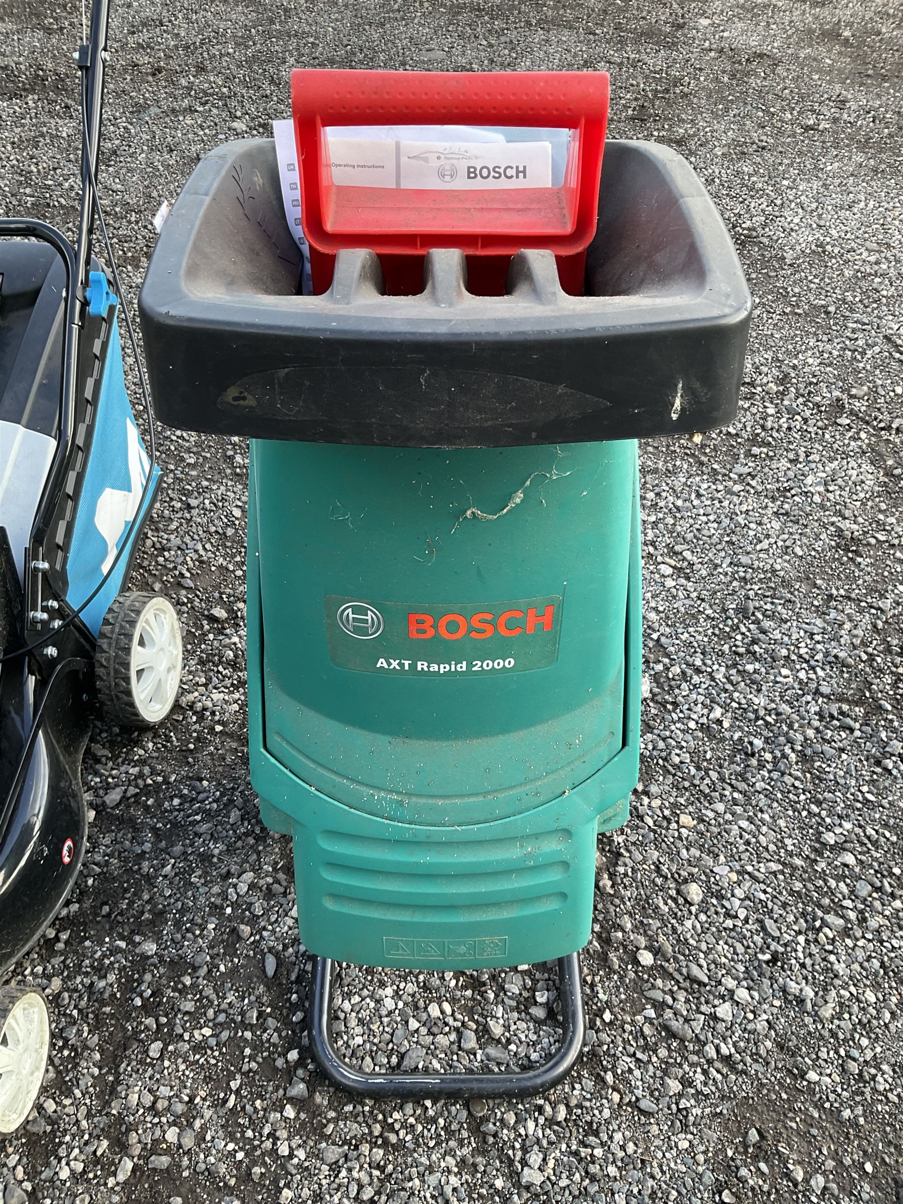 MacAllister petrol lawnmower and Bosch garden shredder - THIS LOT IS TO BE COLLECTED BY APPOINTMENT FROM DUGGLEBY STORAGE, GREAT HILL, EASTFIELD, SCARBOROUGH, YO11 3TX