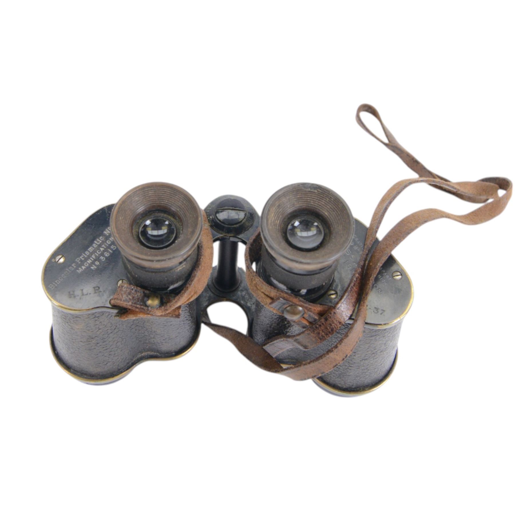 WWI Ross London binocular prismatic No.2 MK II magnification 6 binoculars, together with Aitchison London binocular prismatic No.3 Mark I maginification 6 binocular and two other cased pairs of military field binoculars   
