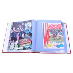 Comprehensive collection of approximately one-hundred and seventy Scarborough FC football programmes for the 1993/94, 1994/95 and 1995/96 seasons, all filed within six dedicated Scarborough FC red Home and Away binders