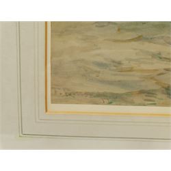 Frank Rousse (British fl.1897-1917): Whitby Cobles off the Coast, watercolour signed and dated '98, 24cm x 50cm