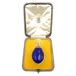  1920's Lapis Lazuli, diamond and red enamel pendant, with Arabic script, retailed by D & J. Wellby Ltd Garrick St. London, in fitted case  