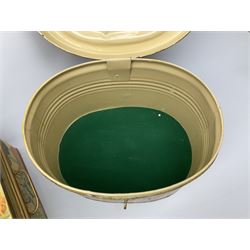 Modern Decoupage hat box with guilt detail together with a decoupage jug and box, hatbox H24cm