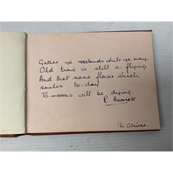 Mid 20th century autograph book, to include autographs from Beverley Sisters, Reg Varney, Ronnie Verrell, Betty Mitchell, etc, poems and verses etc