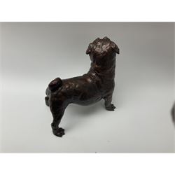 Grant Palmer, cold cast bronze model of a pug, H21.5cm L21cm