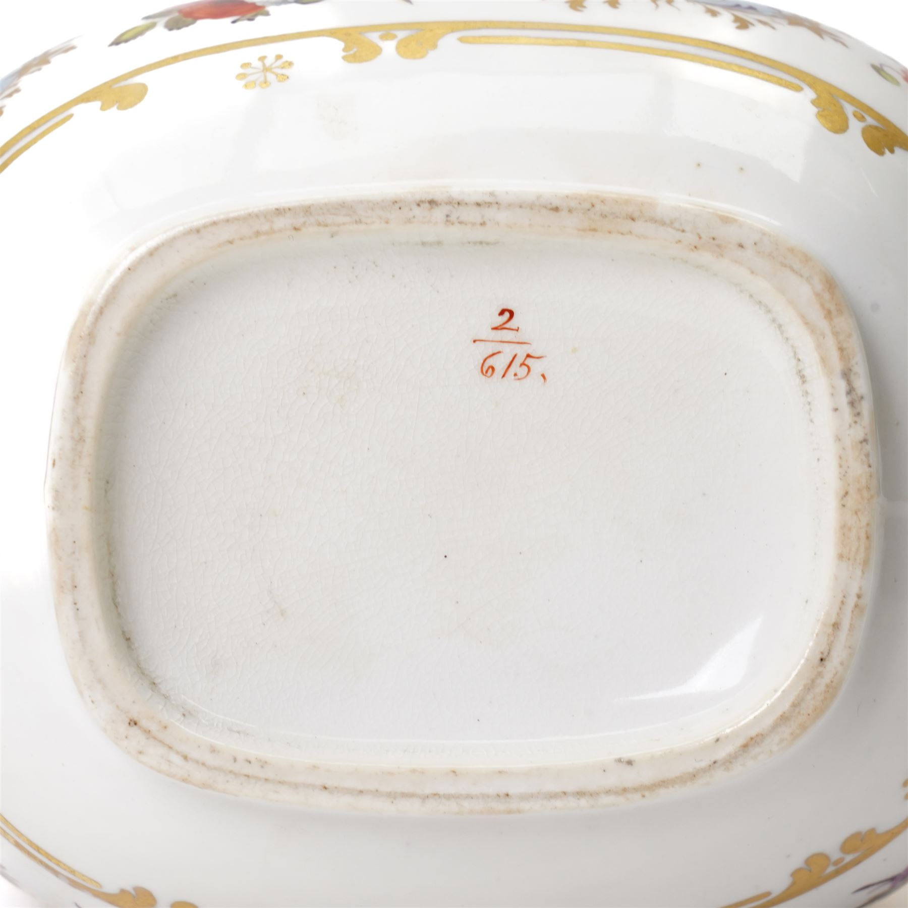 Brown-Westhead, Moore & Co cabinet cup and saucer, with rope twist moulded handle, hand-painted with floral reserves against a white and sky blue ground, heightened profusely with gilt, together with a pink hand-painted example, and a 19th century spill vase and twin-handled covered sucrier (4)