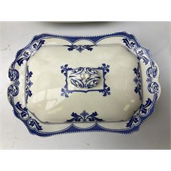 Burgess and Leigh Middleport pottery dinner wares decorated in the ‘Milford’ pattern, to include lidded tureens, graduated meat plates, dinner plates etc 