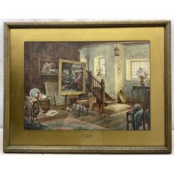 DJ Boothroyd (British 20th century): 'The Studio', watercolour signed, titled on the mount 37cm x 53cm 