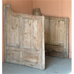 Pair of 19th century pine divider panels with ring turned mouldings H182cm x 155cm togethe...