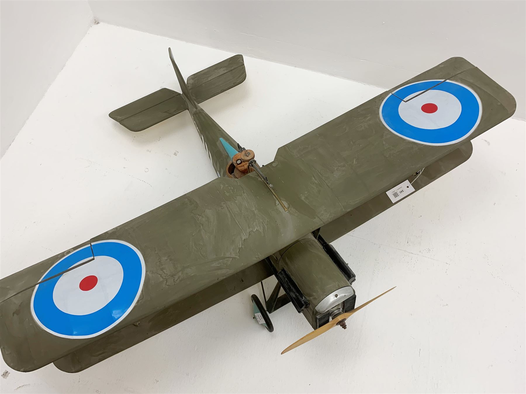 Radio controlled bi-plane, modelled as a British Royal Aircraft Factory S.E.5a fighter aircraft 'F-943', with Saito 45 special engine and Focus 6 controller, untested