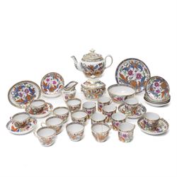New Hall part tea and coffee service richly decorated  with a Tobacco Leaf design in patte...