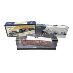 Corgi - Modern Trucks Series No.75401 Leyland Daf Curtainside James Irlam & Sons Ltd in perspex case; Classics Heavy Haulage No.17601 Scammell Constructor and 24 wheel low loader, boxed with certificate 01254/6800; and limited edition Classics No.55201 Pickfords Diamond T Ballast (x2) with 24 wheel Girder Trailer and Steel Casting Load, boxed with certificate 05318/8200. (3)