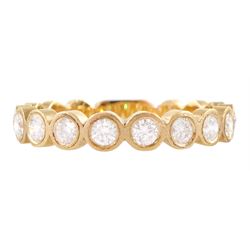 18ct rose gold round brilliant cut diamond three quarter eternity ring, stamped 750, total diamond weight approx 0.50 carat