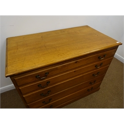  Edwardian mahogany chest, moulded top, five graduating drawers, platform base, W126cm, H99cm, D68cm  