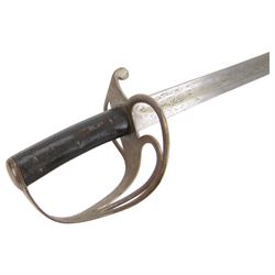 WWI Artillery Officer's sword, with 89cm steel single edge blade, chequered grip, overall L103cm 