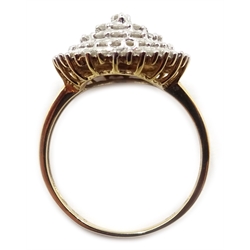  9ct gold oval set diamond cluster ring, diamonds 1 carat  