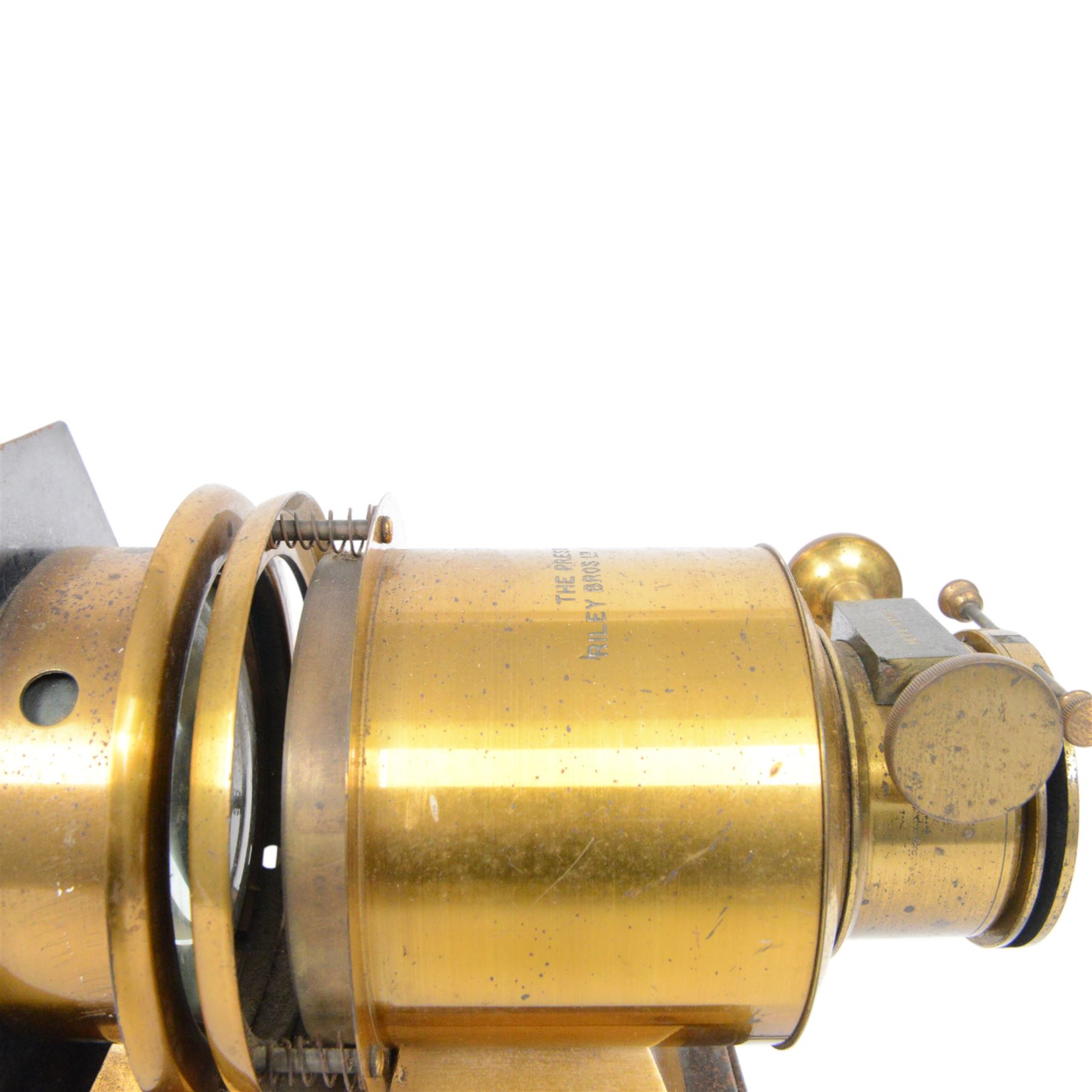 Late 19th century 'The Prestantia' brass and tin plate magic lantern by Riley Bros Ltd Bradford