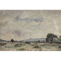 Herbert F Royle (British 1870-1958): View Across the Hayricks, watercolour signed 22cm x 32cm 