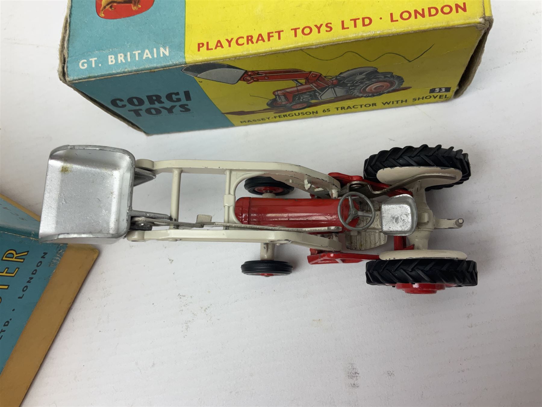 Corgi - Massey-Ferguson 780 Combine Harvester no.1111 and Corgi Massey-Ferguson 65 Tractor with Shovel no.53; both in original boxes 