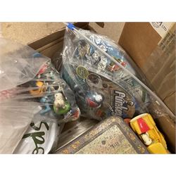 Large quantity of modern toys to include Matchbox Chopper Chase, Nikko battery control airplane, small amounts of K’nex, Meccano, playing cards to include Yu-Gi-Oh cards, keyrings etc in three boxes 