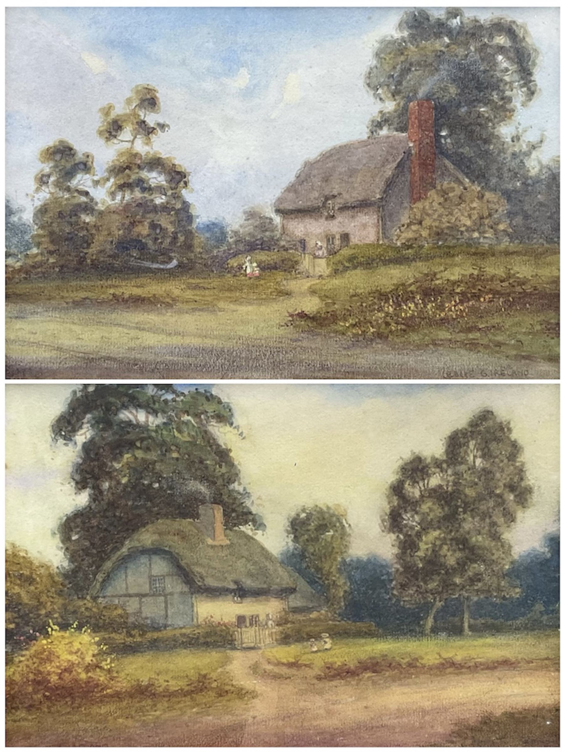 Leslie G Ireland (Newcastle 19th/20th century): 'Cottage near Corbridge', pair watercolours signed, titled on the mount 17cm x 25cm (2)