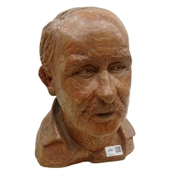  John Bulloch Souter (Scottish 1890-1972): Male Bust, terracotta sculpture signed and dated 1971, 32cm  DDS - Artist's resale rights may apply to this lot    