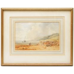 John Henry Mole (British 1814-1886): Fishing off the Northumberland Coast, watercolour signed and dated 1873, 17.5cm x 27.5cm