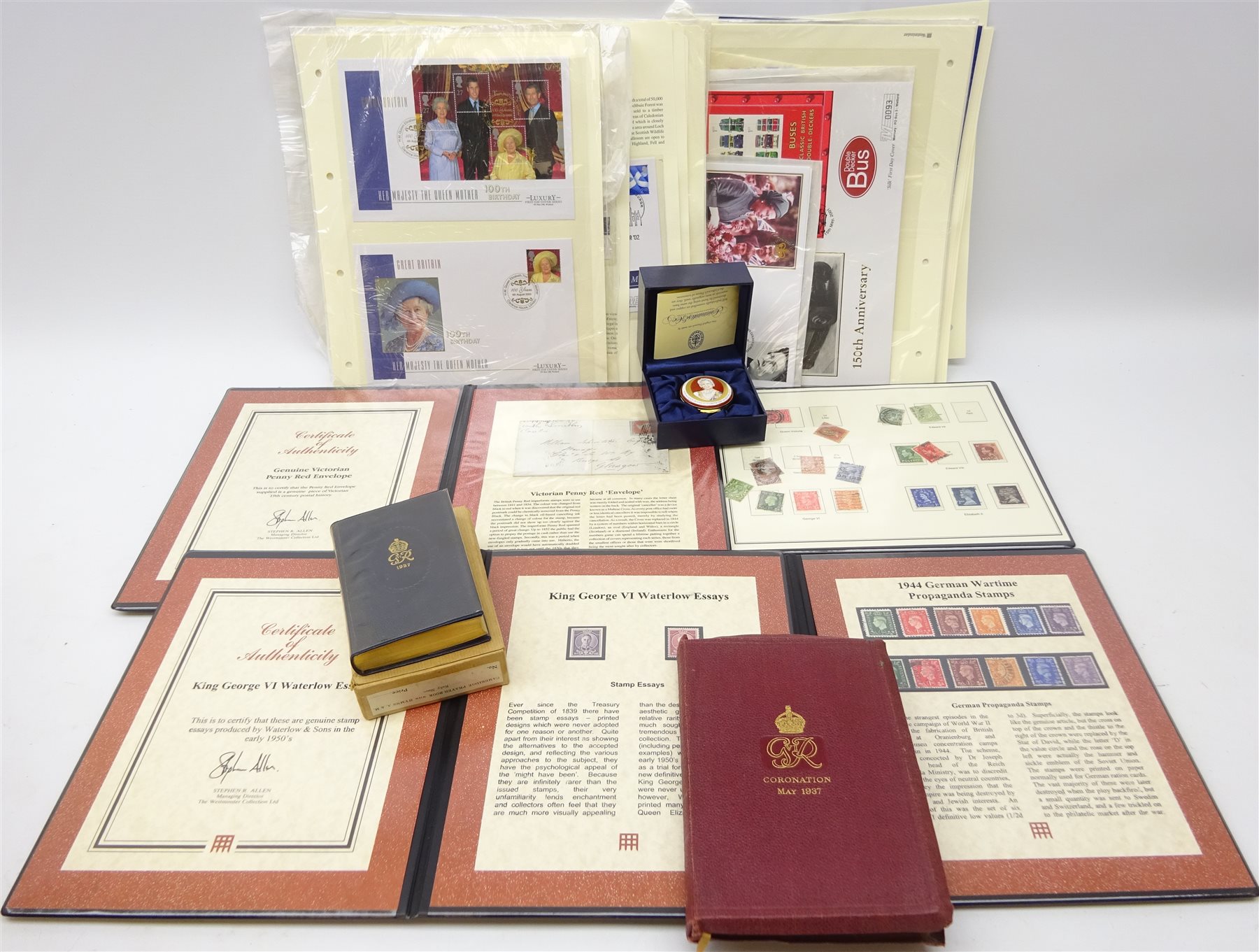 Three 'Westminster' folders containing various stamps with descriptions