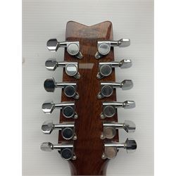 Washburn 12 - string acoustic guitar, model D10S12; serial no.G02052845; L107cm; in CNB soft carrying case