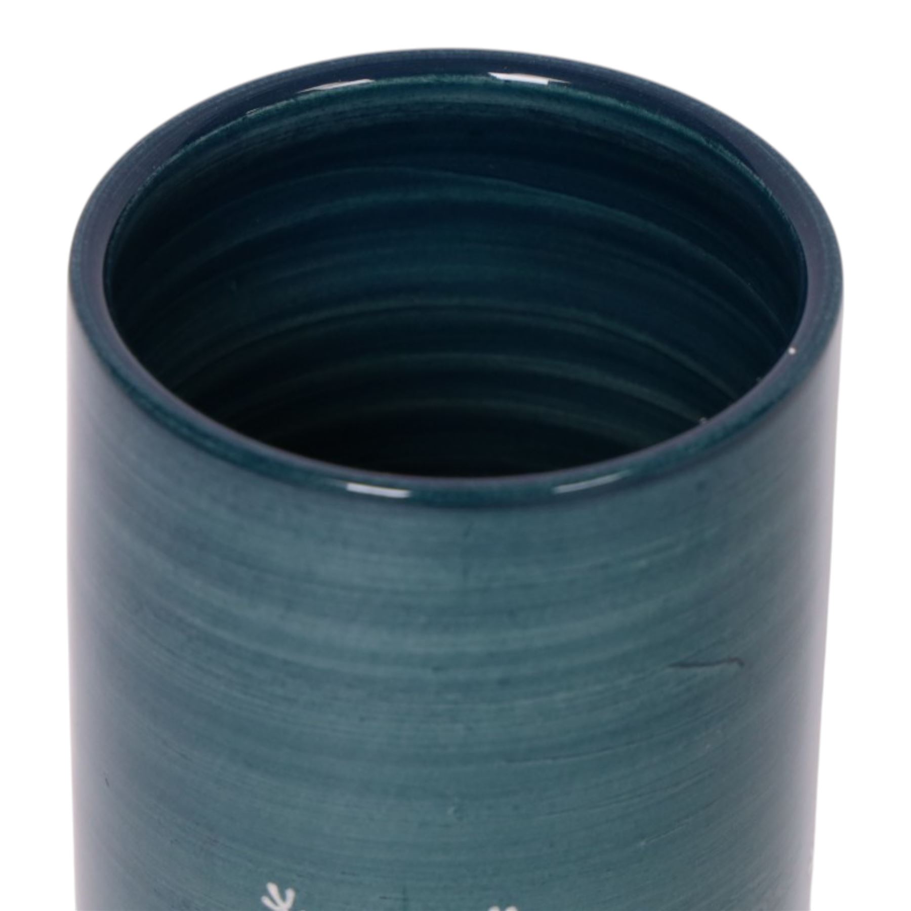 Dennis China Works trial vase of cylindrical form, decorated with snowflakes on a green ground, H23cm 