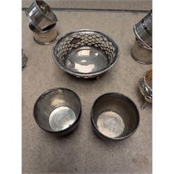 Group of silver, comprising napkin rings, open salts, egg cups, etc all hallmarked 