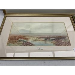 Four early 20th century watercolours, set of three contemporary floral gouaches, and a 20th century oil on canvas (8)