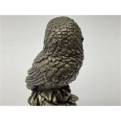 Country Artists silver filled owl figure, H8cm