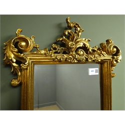  Ornate gilt wall mirror, acanthus leaf and scroll decorated frame, bevelled glass, 62cm x 37cm  