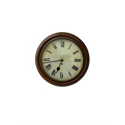 English-early 20th century  8-day wall clock with a mahogany dial surround and 12