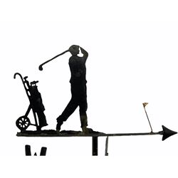 Wrought metal weathervane, set with golfing scene - THIS LOT IS TO BE COLLECTED BY APPOINTMENT FROM DUGGLEBY STORAGE, GREAT HILL, EASTFIELD, SCARBOROUGH, YO11 3TX