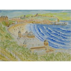 Stan Scott (Northern British Contemporary): View of Scarborough South Bay, watercolour signed 27cm x 37cm